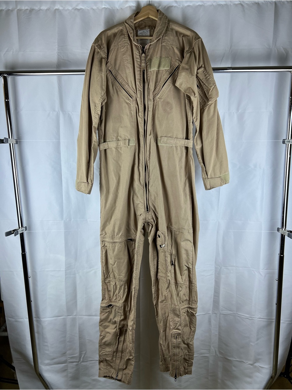 Carter Industries Military Flight Suit Size 42L Tan CWU 27P Flyers Coveralls